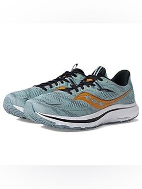 Saucony Teal Mesh Running Shoes with Orange Logo